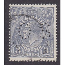 Australian    King George V    3d Blue    Small Multiple Perf 14  Crown INVERTED WMK  Perf O.S. Type A Plate Variety 3-4R7